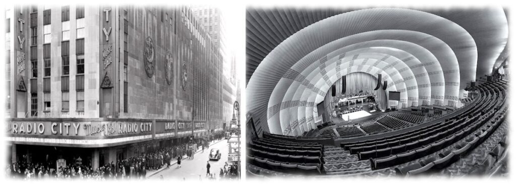 Radio City Music Hall в Нью-Йорке снаружи и внутри