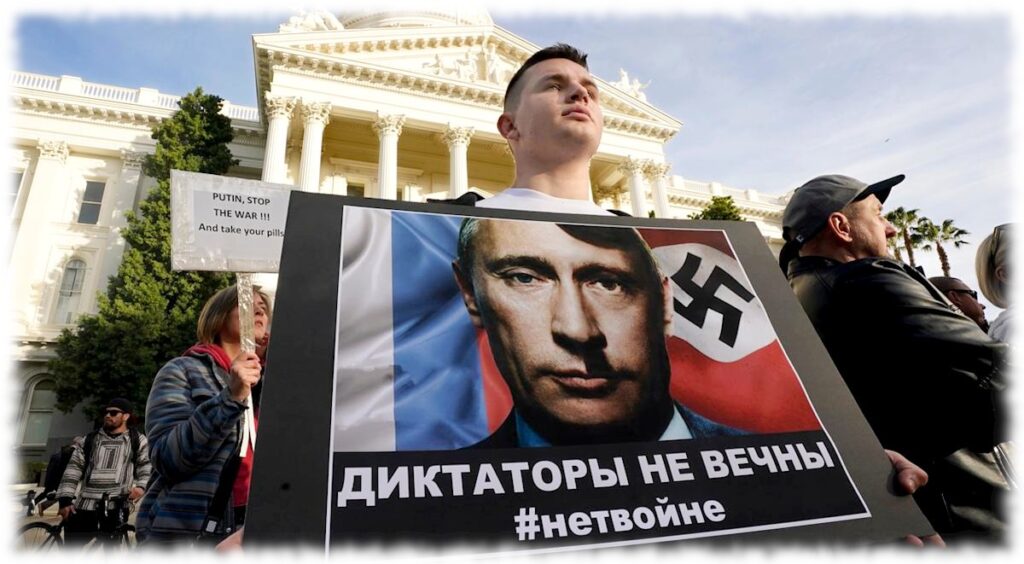 Антивоенная демонстрация в Сакраменто (США). Фото: Rich Pedronchelli/AP Photo