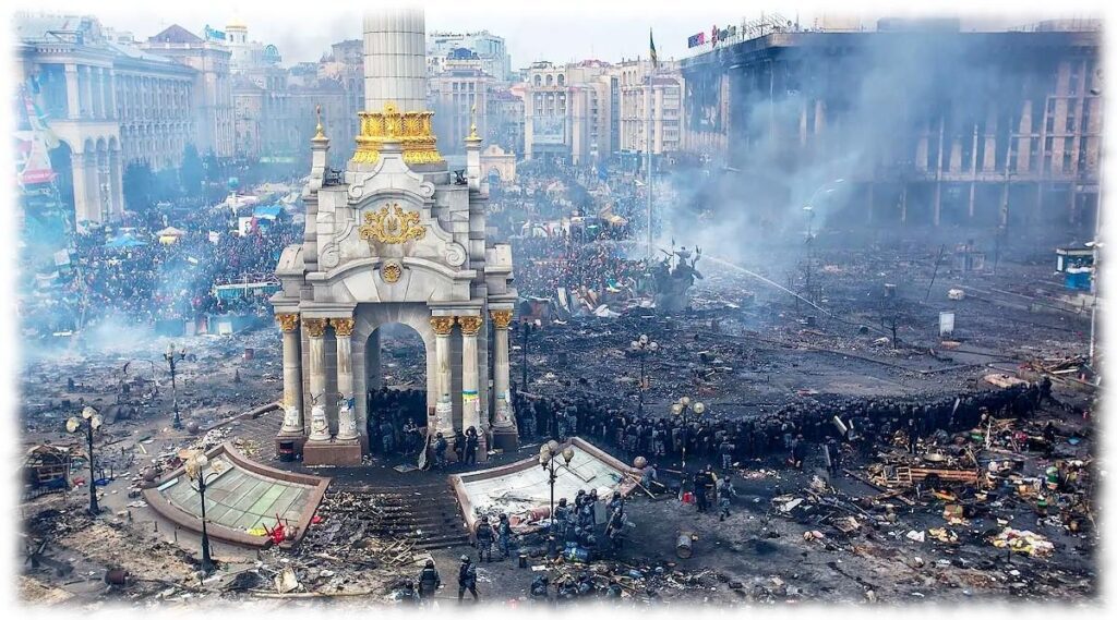 Центр Києва під час Революції Гідності у 2014 році