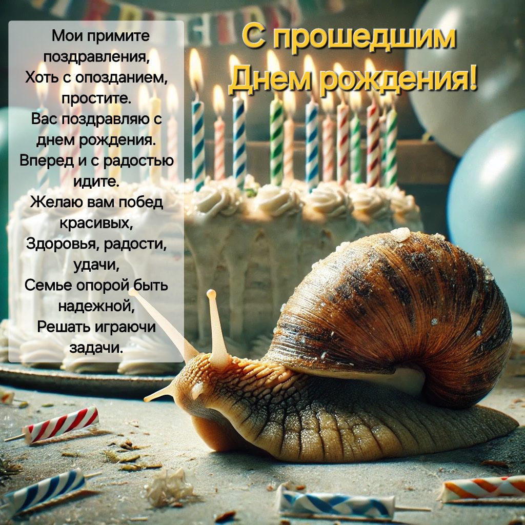 Открытка-поздравление с прошедшим Днем рождения