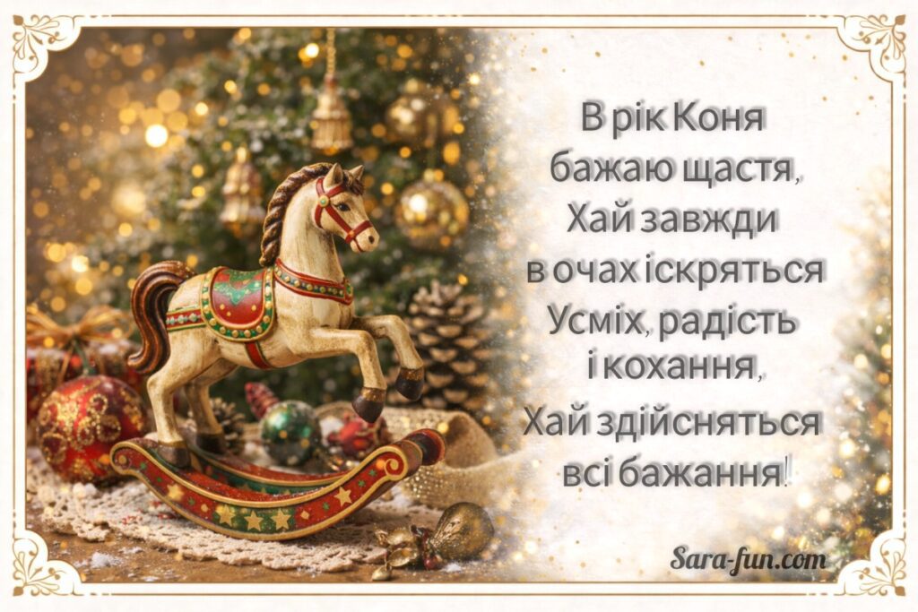 Новорічна листівка в рік Коня