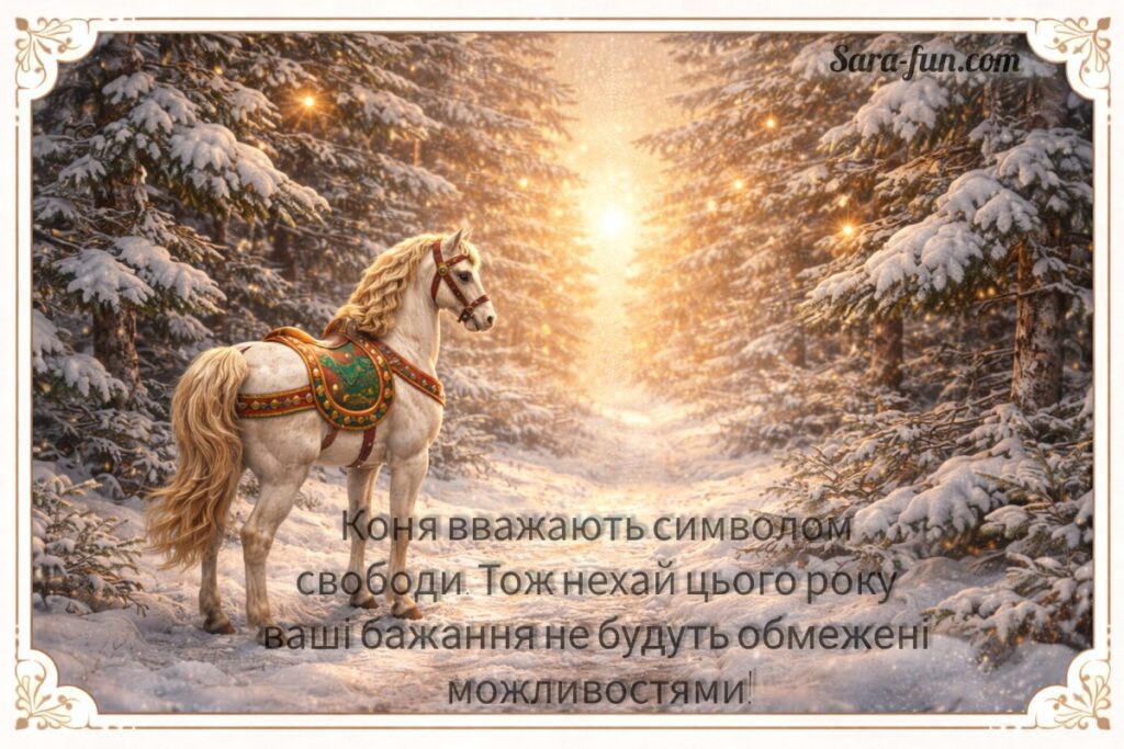 Листівка з привітанням в рік Коня