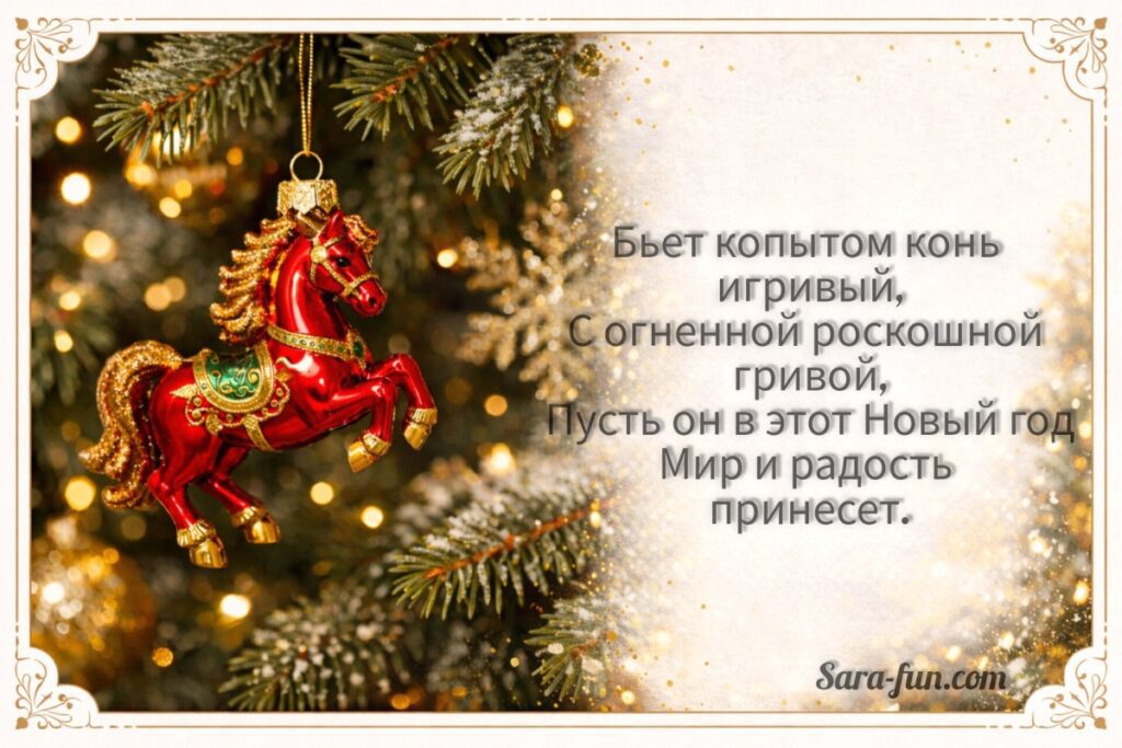 Открытка в год Огненной Лошади