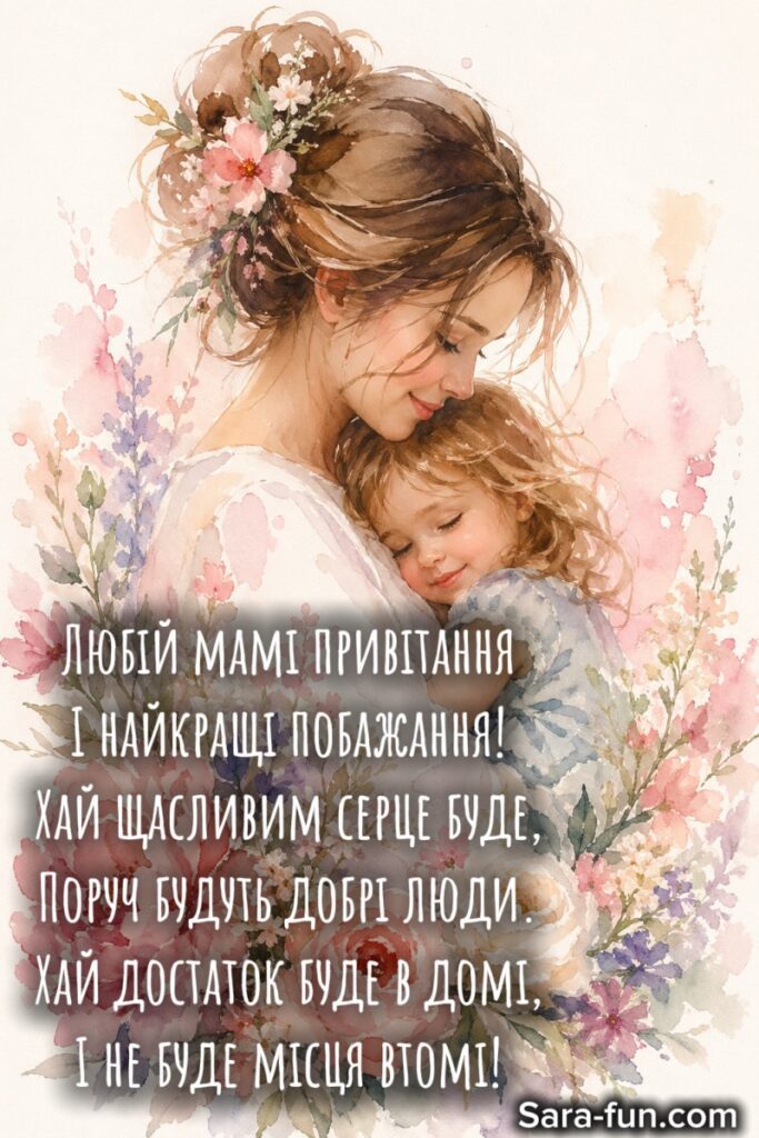 Красива листівка з привітанням для мами