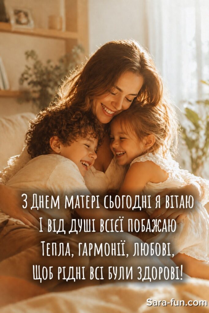 Листівка з коротким побажанням до Дня матері