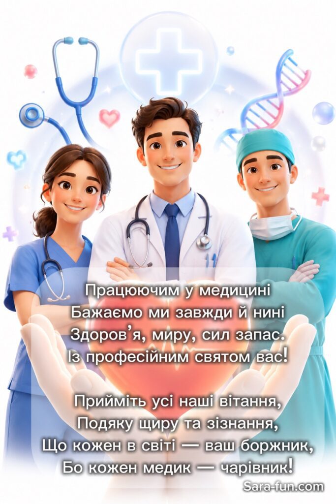 Листівка з привітанням до Дня медпрацівника України