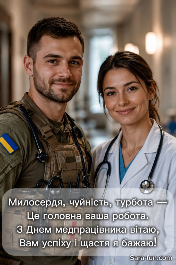 Листівка з привітанням для військових медиків